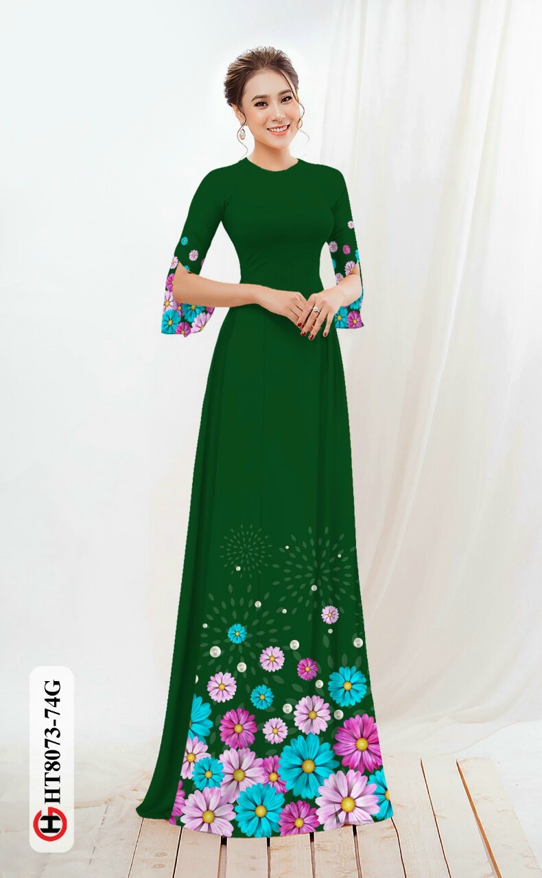 Vải áo dài hoa cúc HT8073 - Ảnh 5