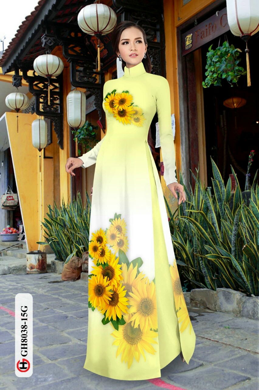 Vải áo dài hoa hướng dương GH8038 - Ảnh 9
