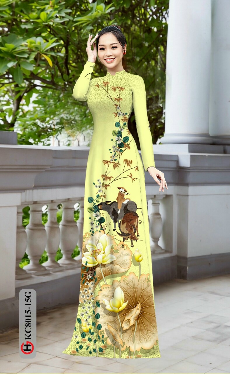 Vải áo dài hoa sen Kc8015 - Ảnh 14