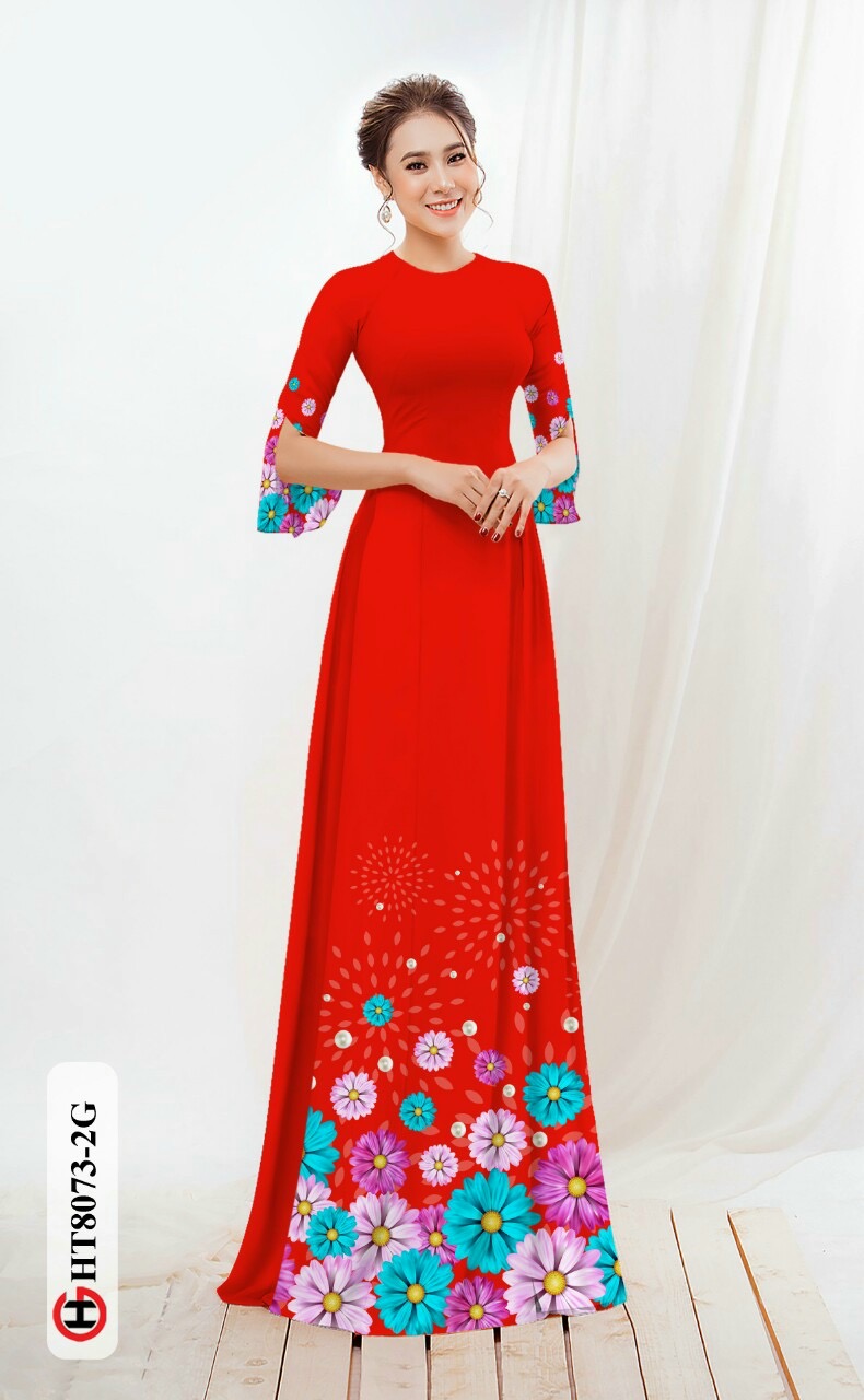 Vải áo dài hoa cúc HT8073 - Ảnh 10