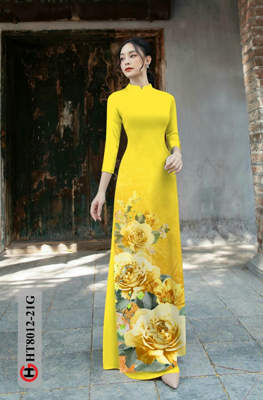 Vải áo dài hoa 3d Ht8012