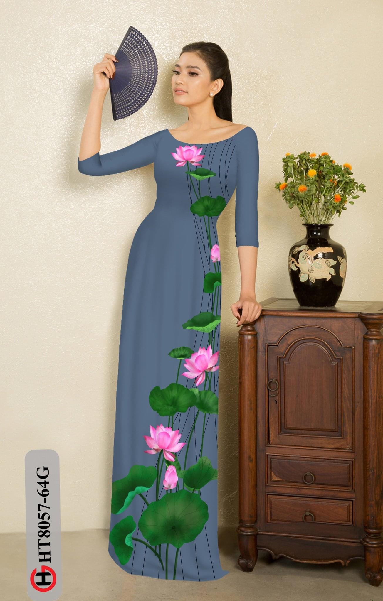Vải áo dài hoa sen HT8057 - Ảnh 8