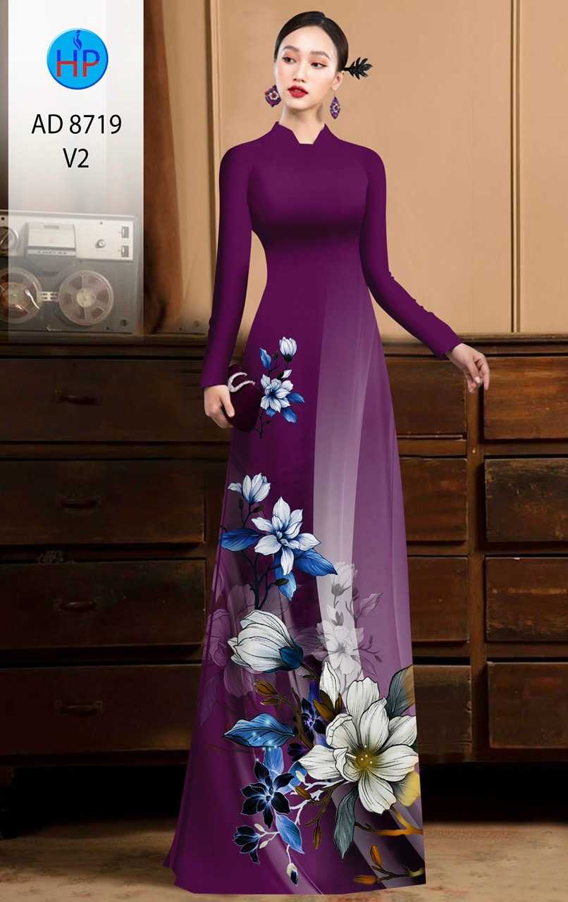 Vải áo dài hoa 3d AD 8719 - Ảnh 13