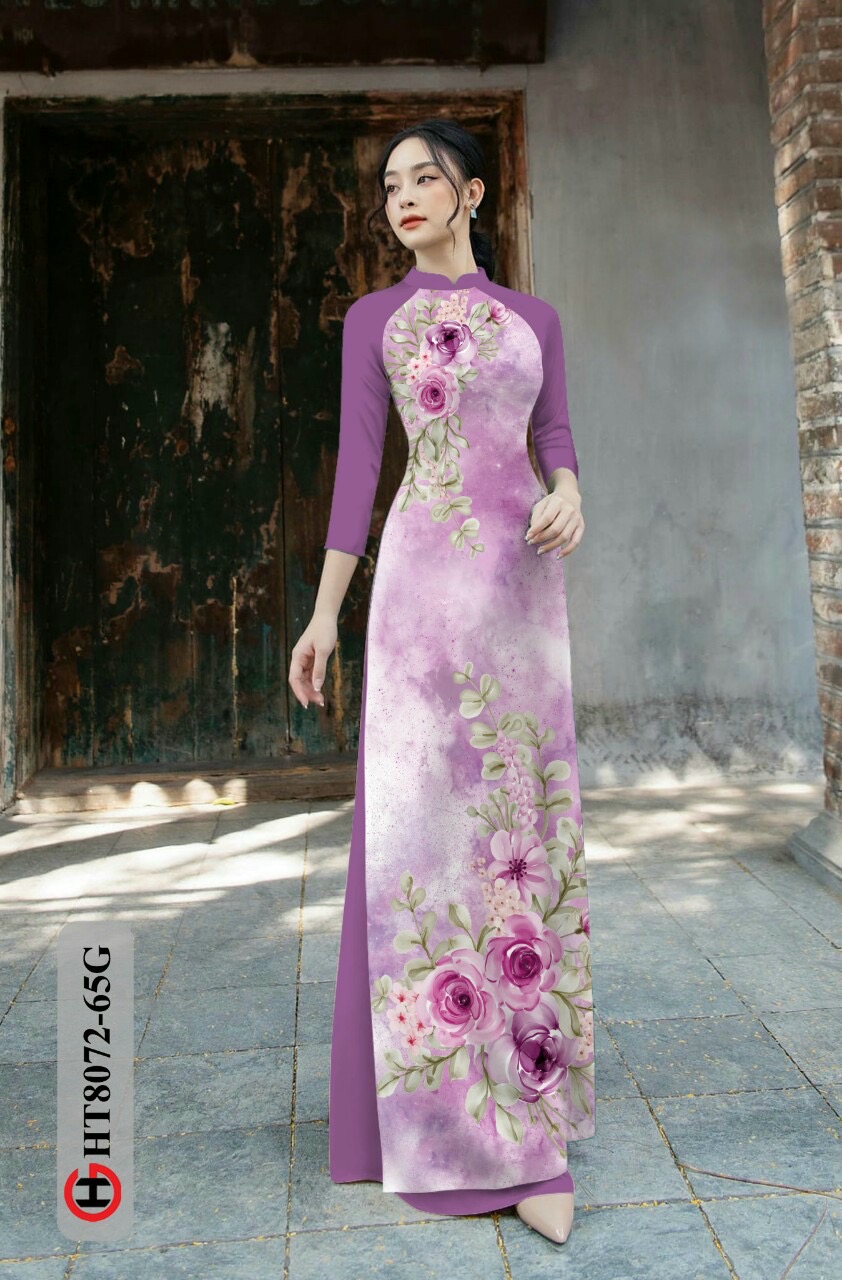 Vải áo dài hoa trên dưới HT8072 - Ảnh 2