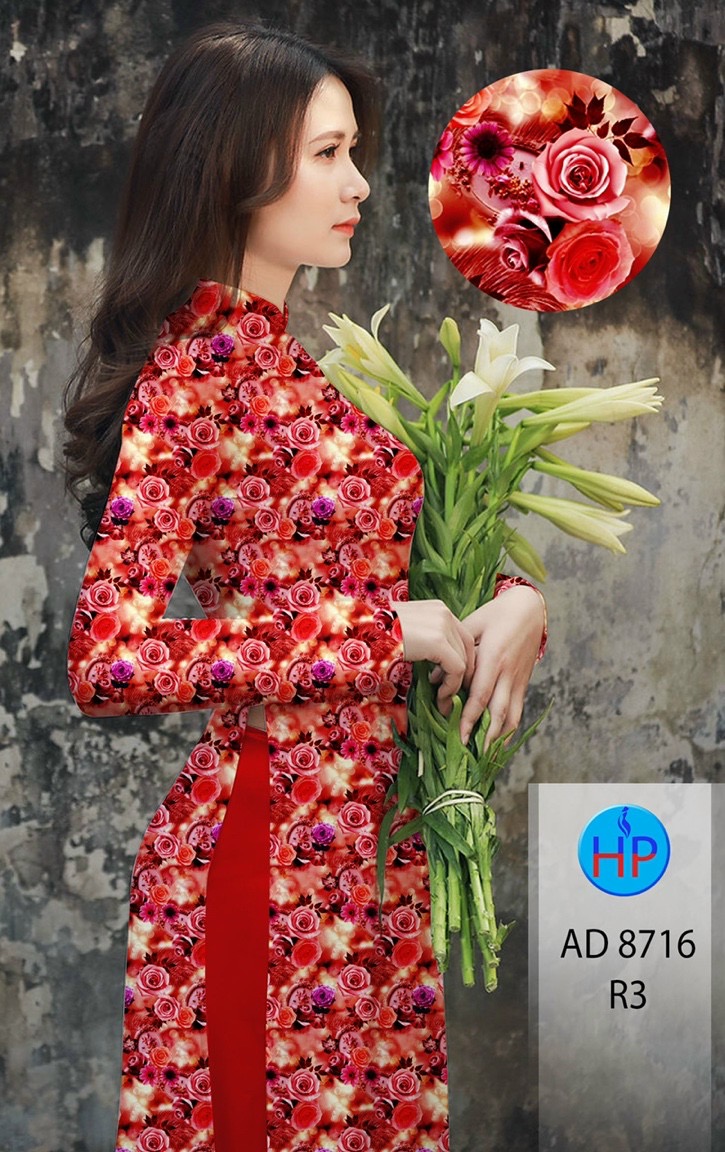 Vải áo dài hoa hồng AD 8716 - Ảnh 16