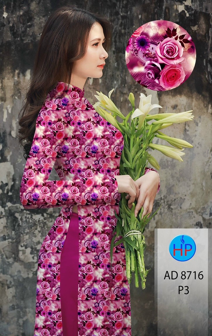 Vải áo dài hoa hồng AD 8716 - Ảnh 13