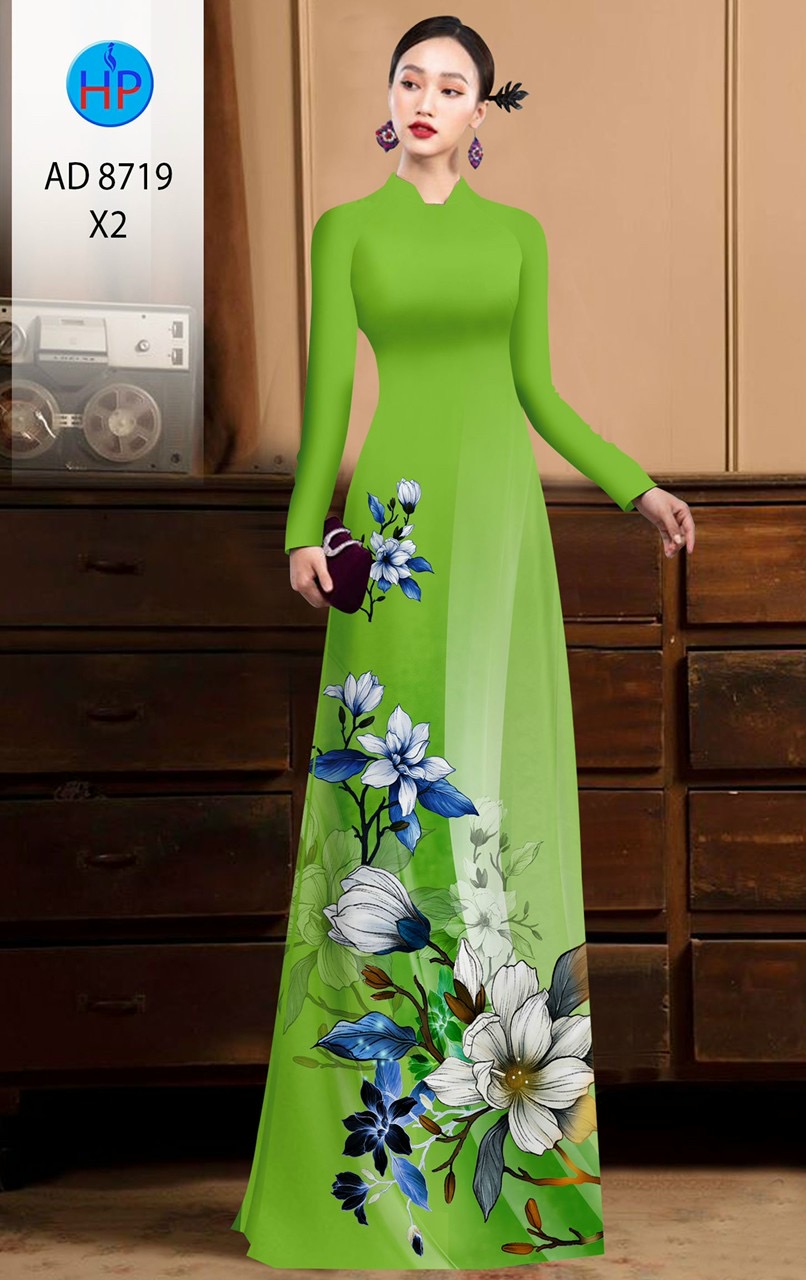 Vải áo dài hoa 3d AD 8719 - Ảnh 15
