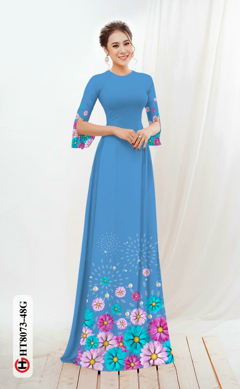 Vải áo dài hoa cúc HT8073 - Ảnh 12