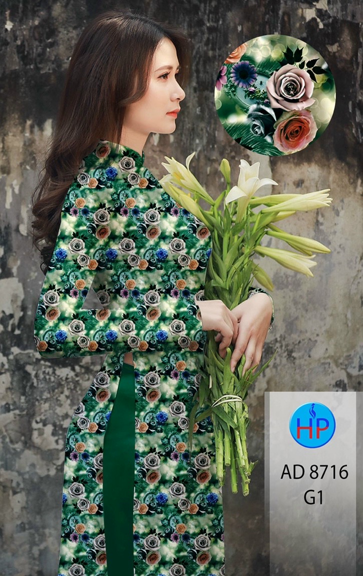 Vải áo dài hoa hồng AD 8716 - Ảnh 6