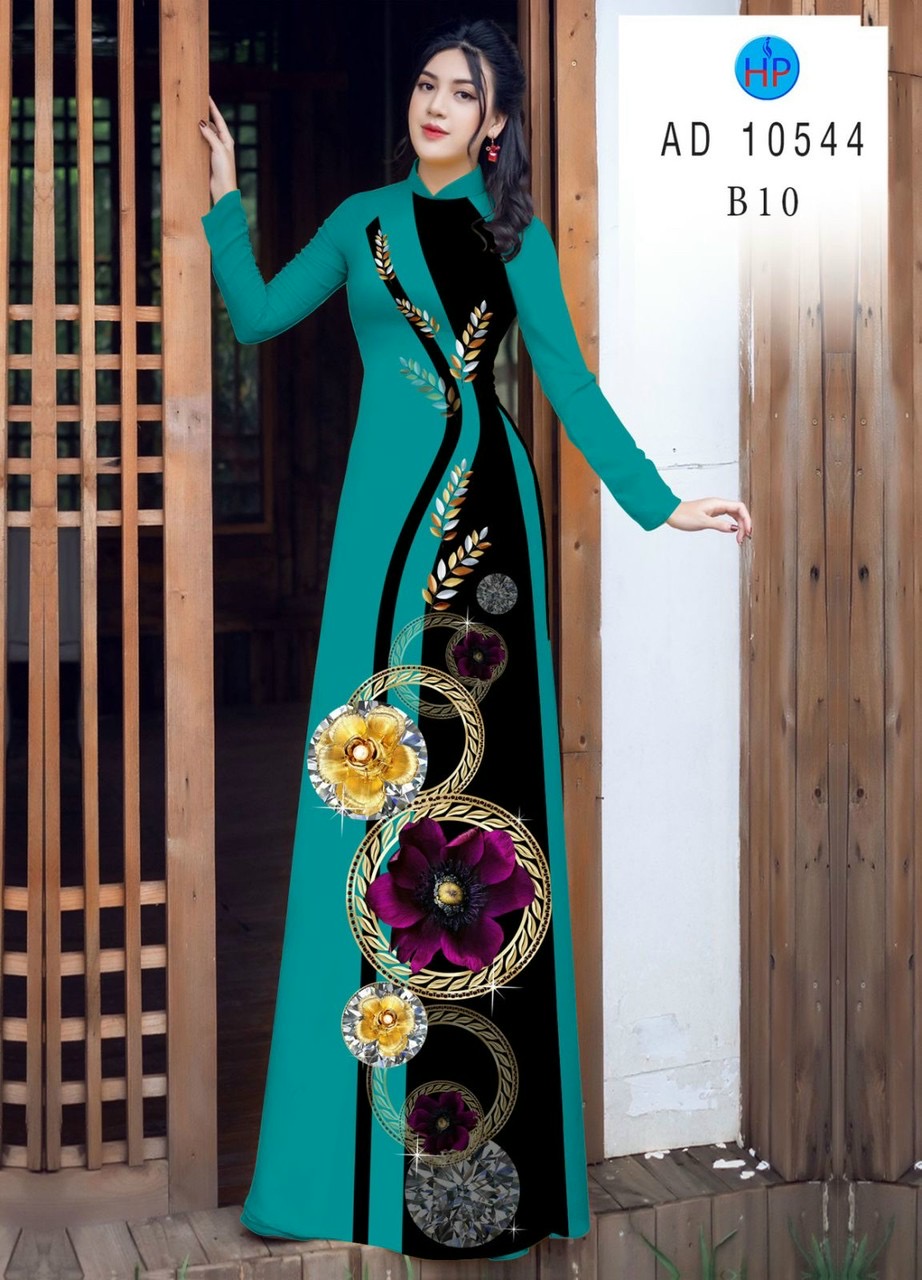 Vải áo dài hoa 3d AD 10544 - Ảnh 4