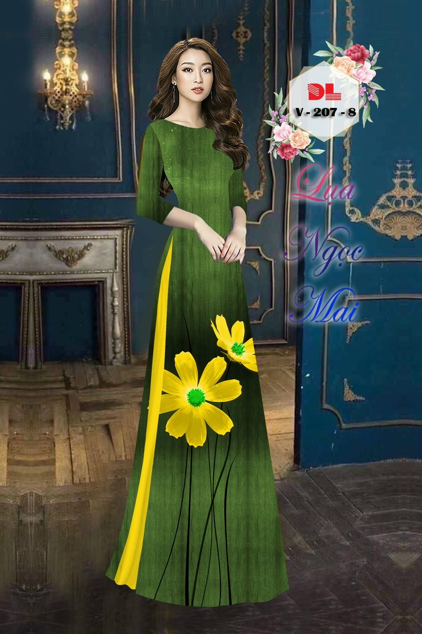 Vải áo dài hoa 3d dlv-207 - Ảnh 12