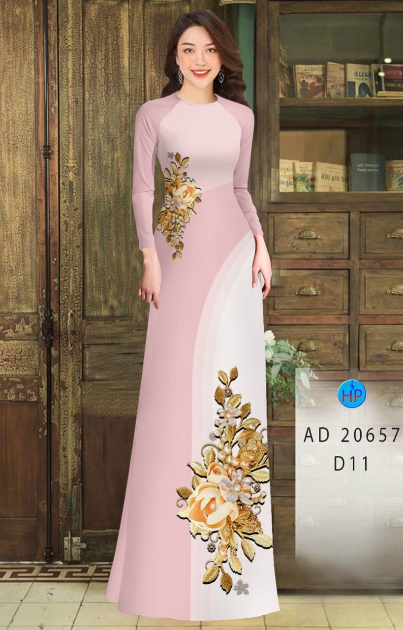 Vải áo dài hoa ngay eo AD 20657 - Ảnh 9