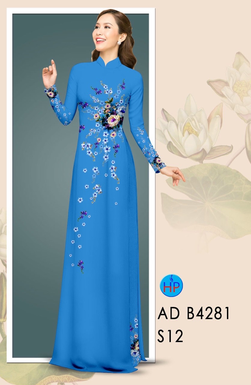 Vải áo dài hoa ngay eo AD B4281
