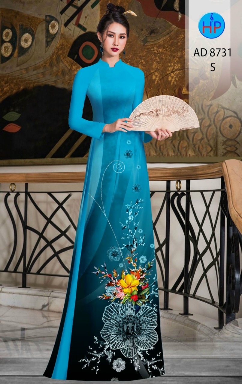 Vải áo dài hoa 3d AD 8731 - Ảnh 9