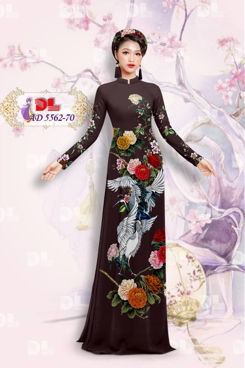 Vải áo dài hoa mẫu đơn Dlad-5562 - Ảnh 9