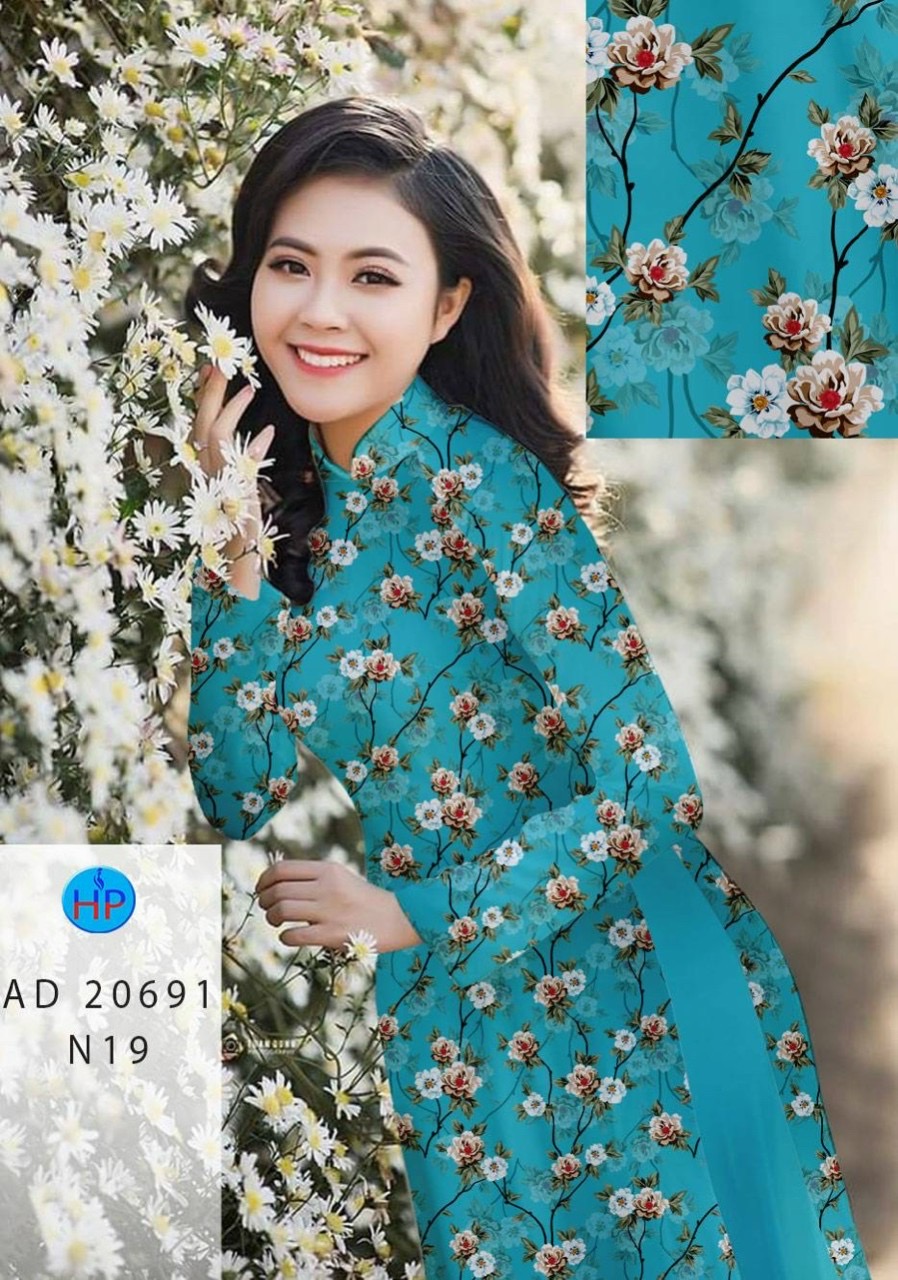 Vải áo dài hoa nguyên áo AD 20691 - Ảnh 11