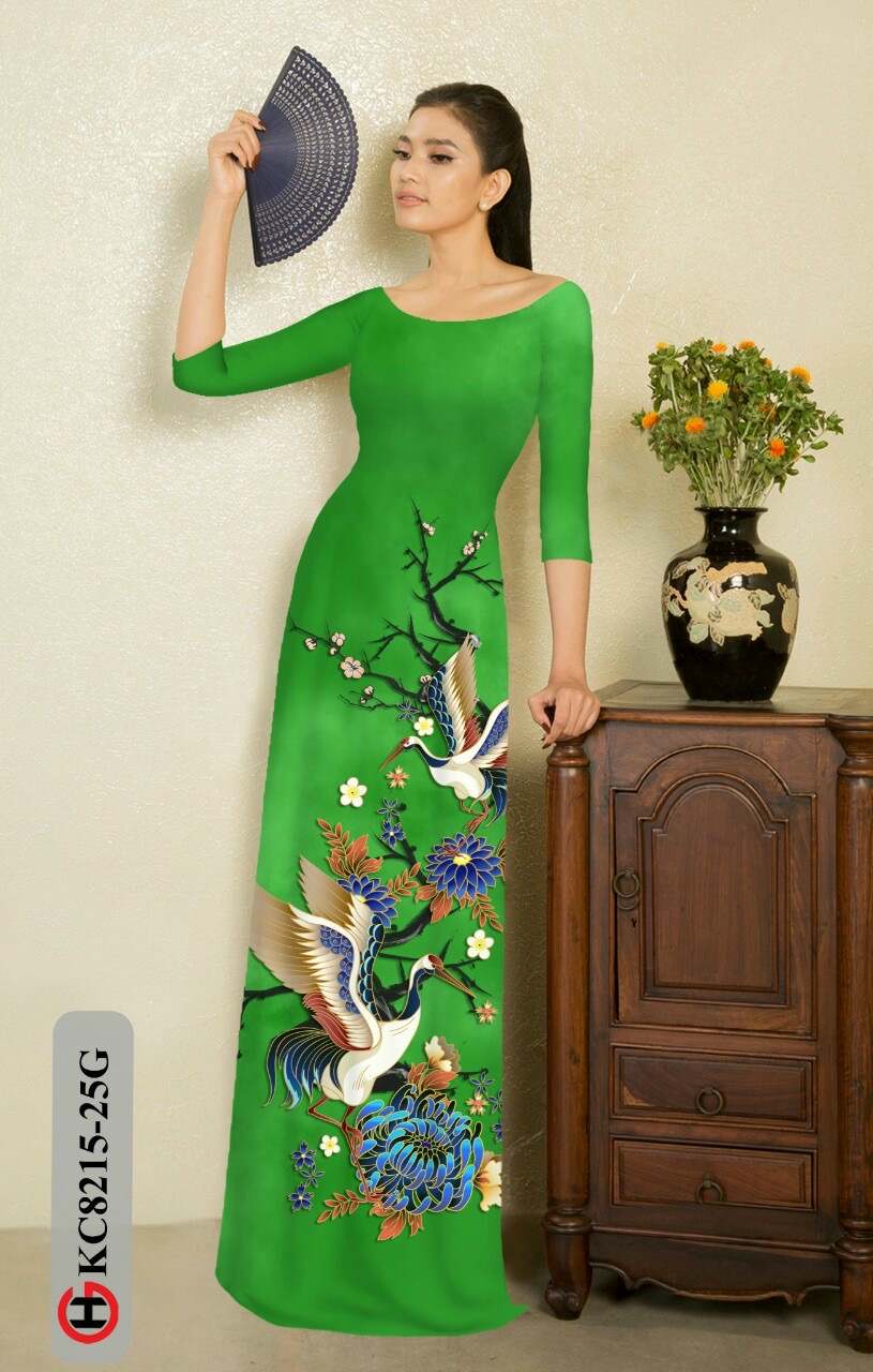Vải áo dài hoa và chim kc8215 - Ảnh 8