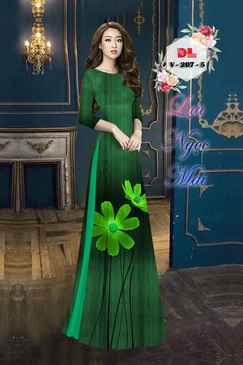 Vải áo dài hoa 3d dlv-207 - Ảnh 4