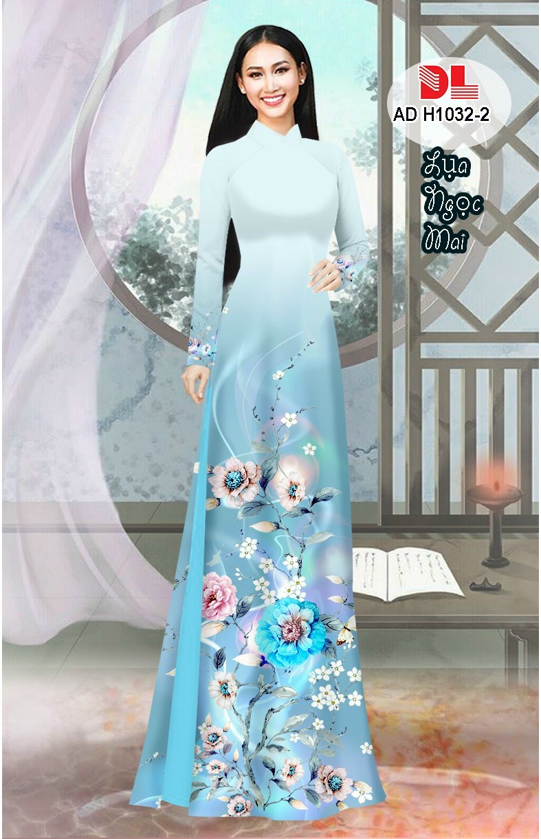 Vải áo dài hoa 3d DLadh-1032 - Ảnh 6