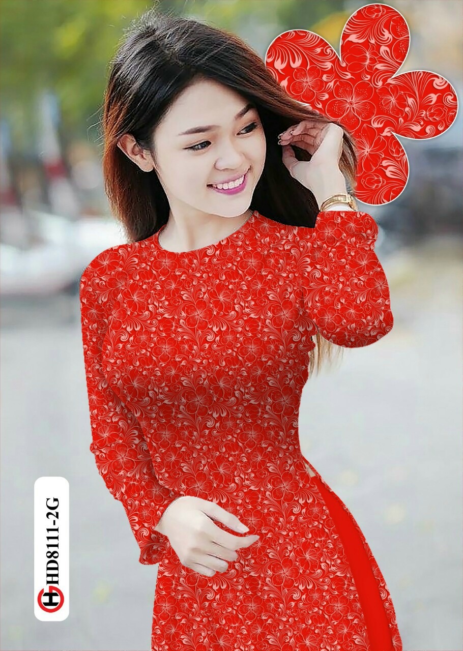 Vải áo dài hoa nguyên áo HD8111 - Ảnh 3