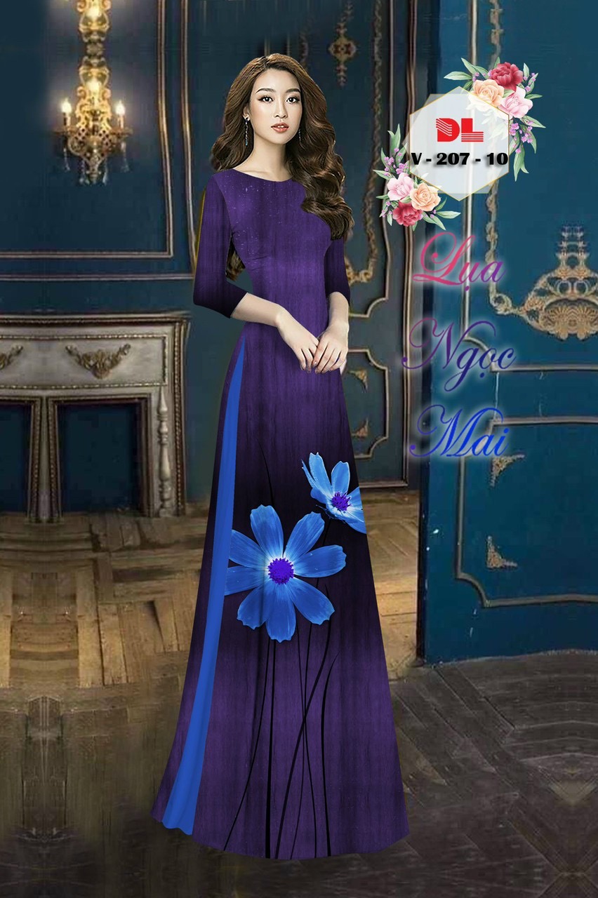 Vải áo dài hoa 3d dlv-207 - Ảnh 10