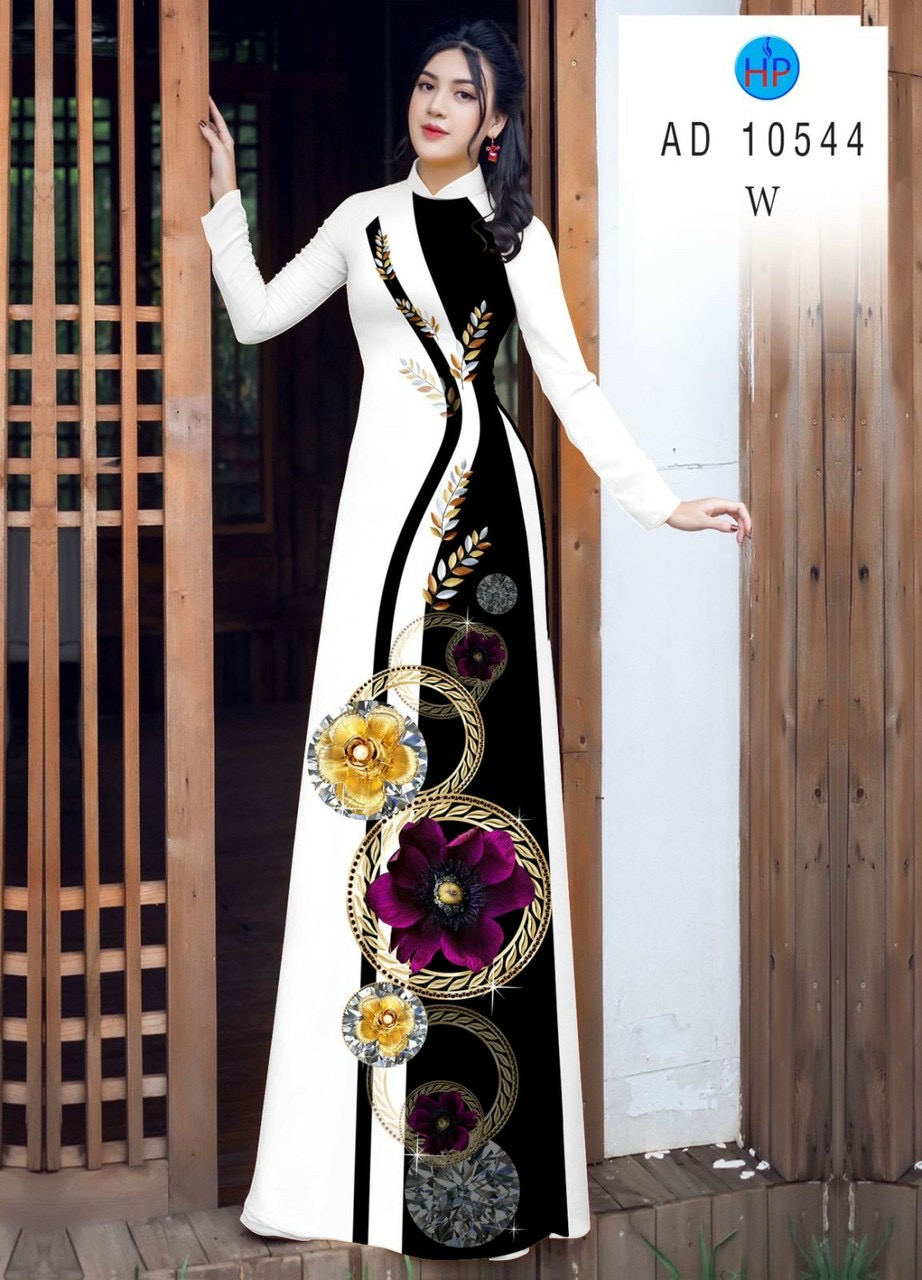 Vải áo dài hoa 3d AD 10544 - Ảnh 5