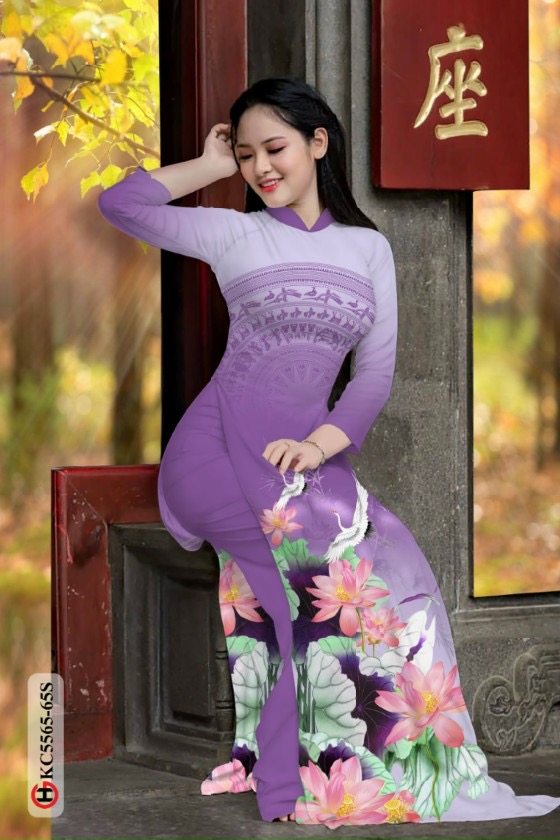 Vải áo dài hoa sen Kc5565 - Ảnh 8