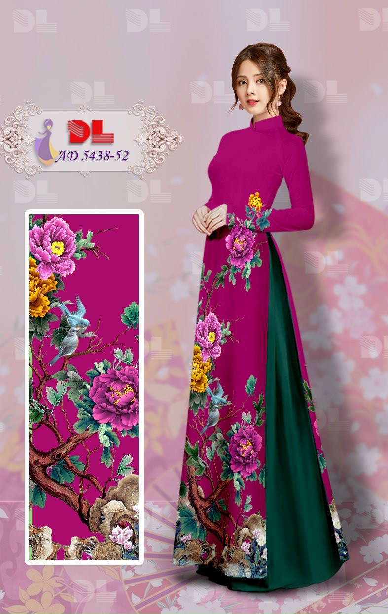 Vải áo dài hoa mẫu đơn Dlad-5438 - Ảnh 24