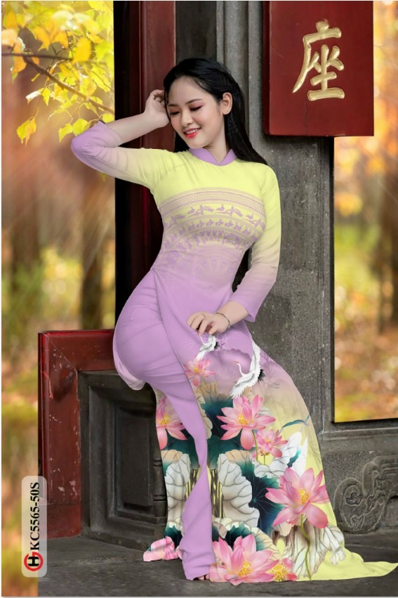 Vải áo dài hoa sen Kc5565 - Ảnh 9