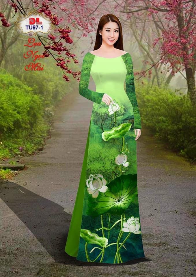 Vải áo dài hoa sen dltu-97 - Ảnh 4