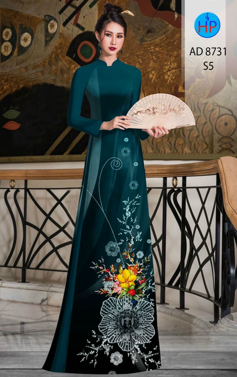 Vải áo dài hoa 3d AD 8731 - Ảnh 17