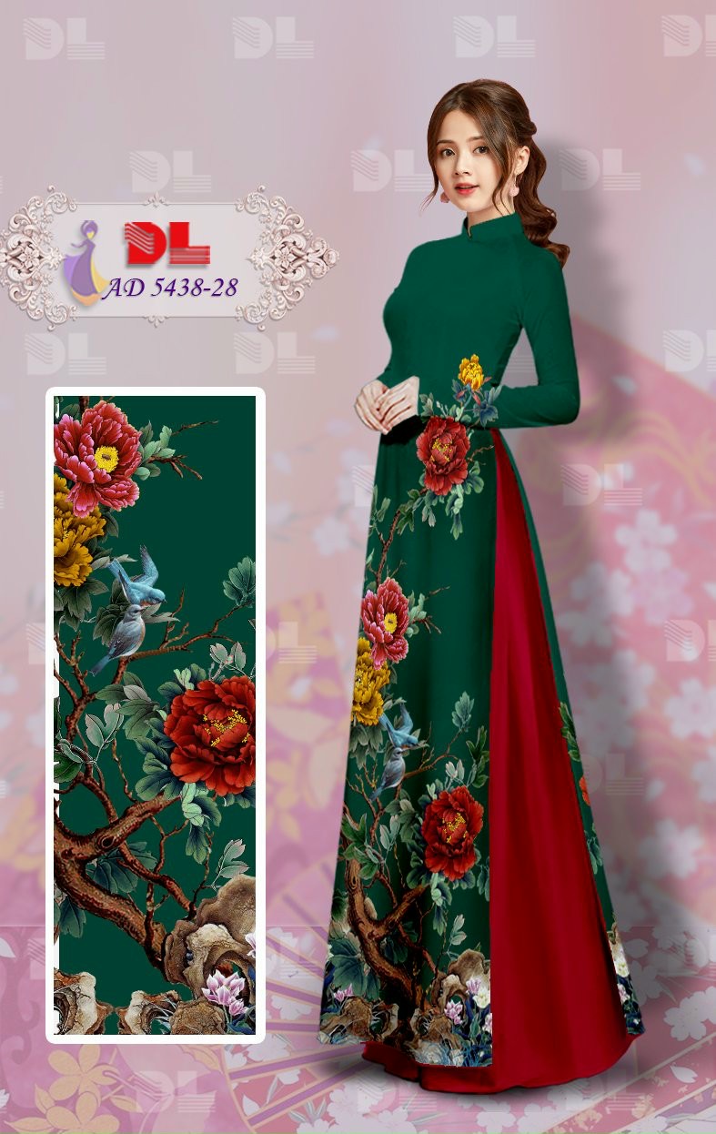 Vải áo dài hoa mẫu đơn Dlad-5438 - Ảnh 17