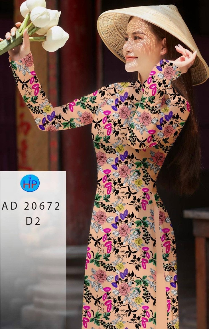 Vải áo dài hoa nguyên áo AD 20672 - Ảnh 19