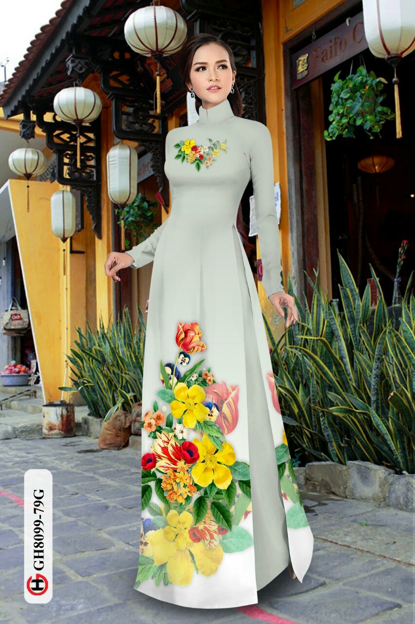 Vải áo dài hoa 3d Gh8099 - Ảnh 16