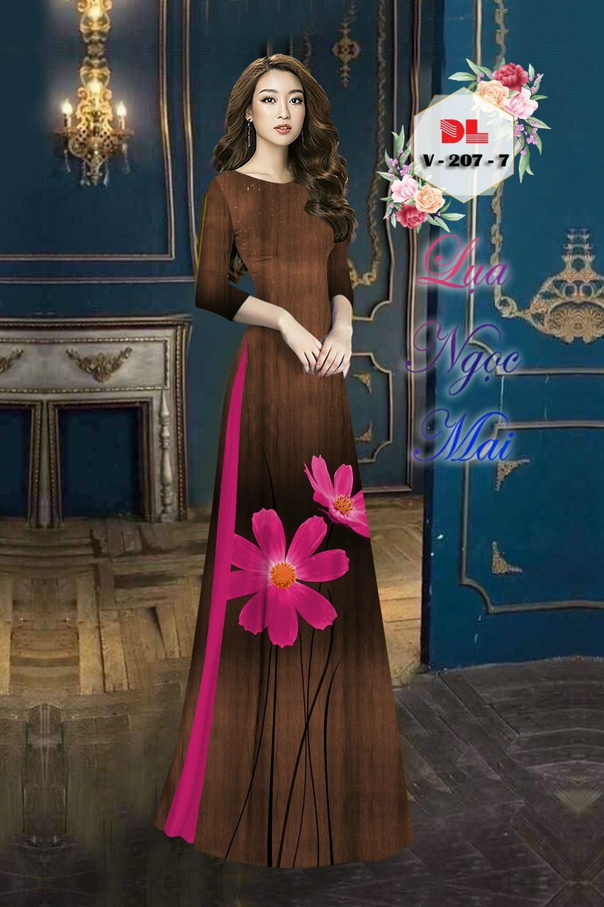 Vải áo dài hoa 3d dlv-207 - Ảnh 2