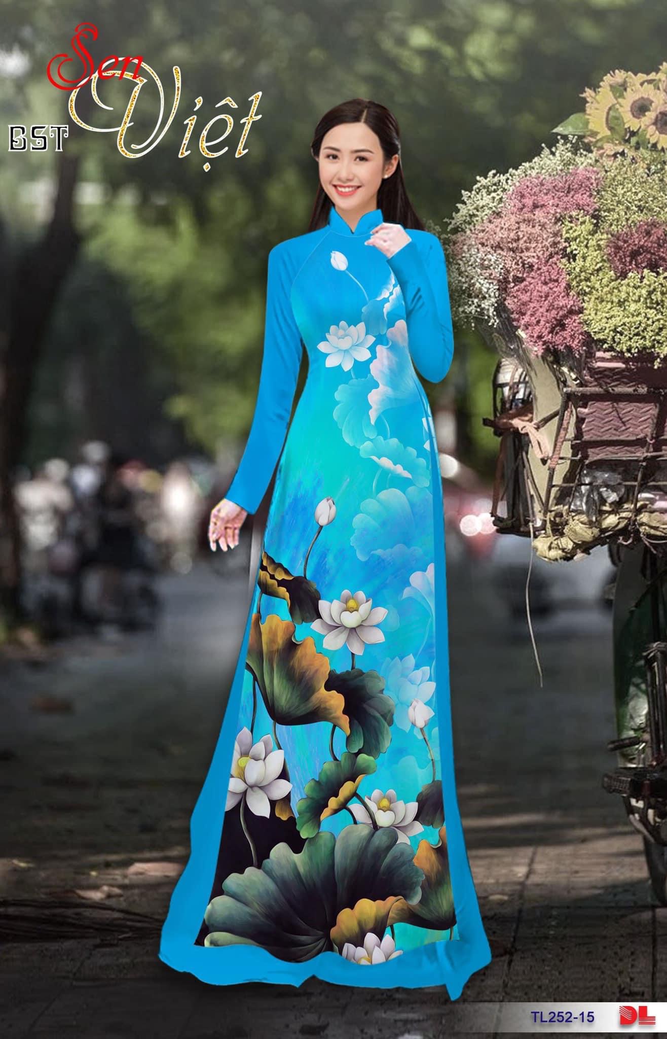 Vải áo dài hoa sen DLtl-252 - Ảnh 5