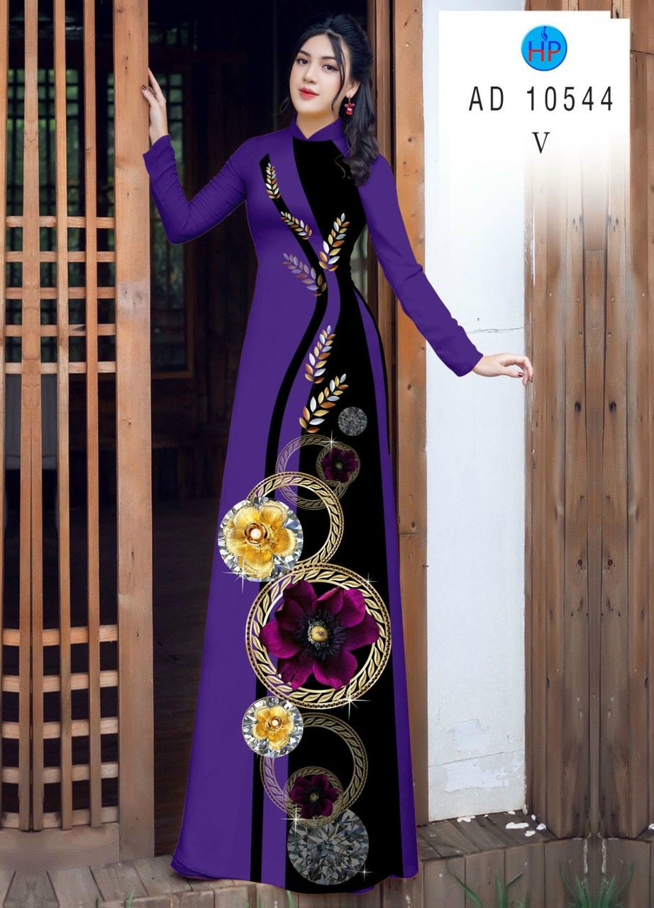 Vải áo dài hoa 3d AD 10544 - Ảnh 11