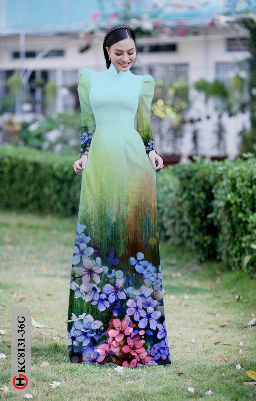 Vải áo dài hoa 3d Kc8131 - Ảnh 10