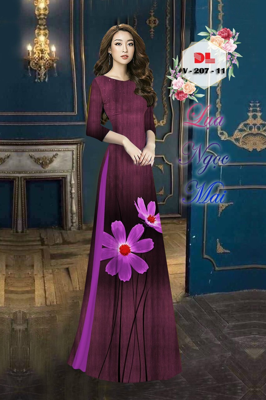 Vải áo dài hoa 3d dlv-207