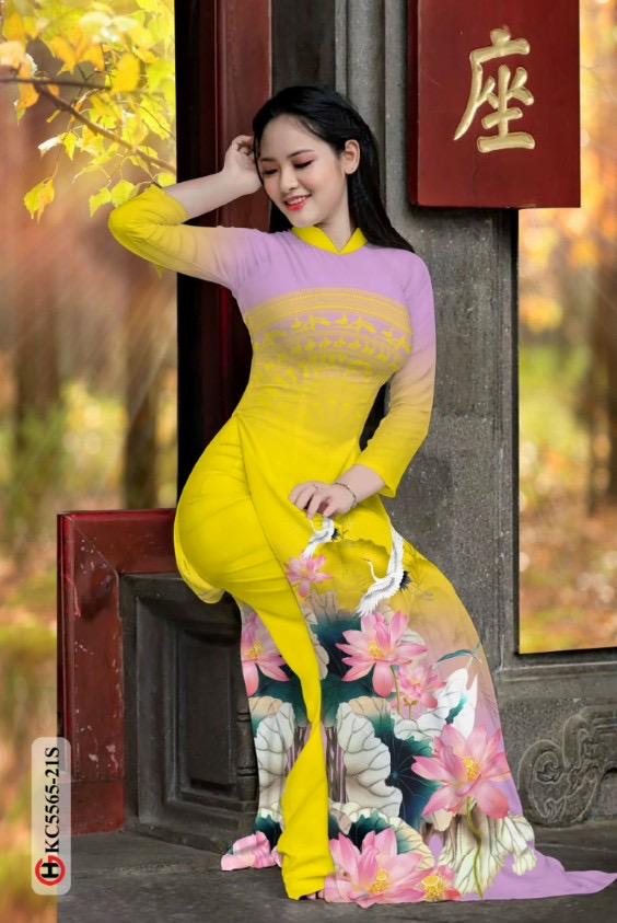 Vải áo dài hoa sen Kc5565 - Ảnh 4