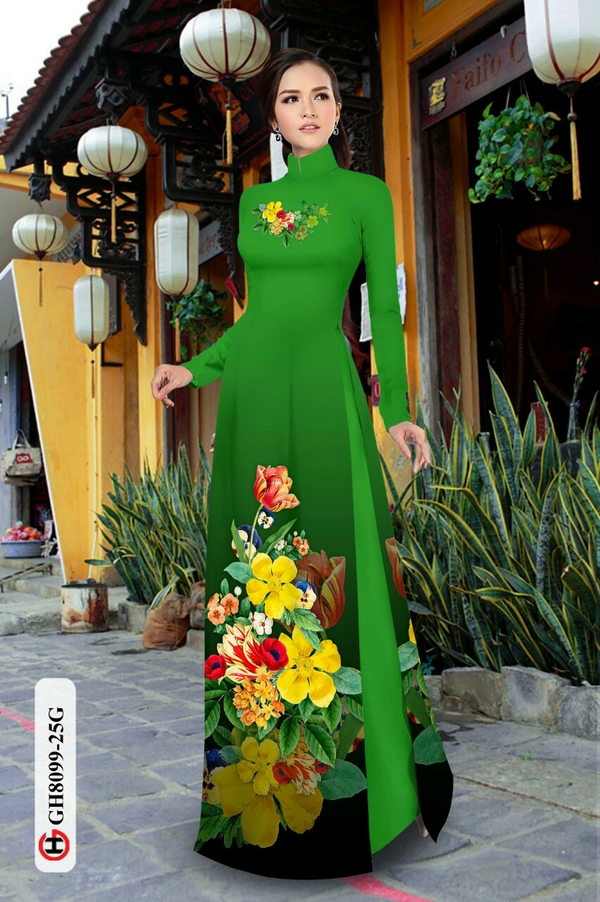 Vải áo dài hoa 3d Gh8099 - Ảnh 5