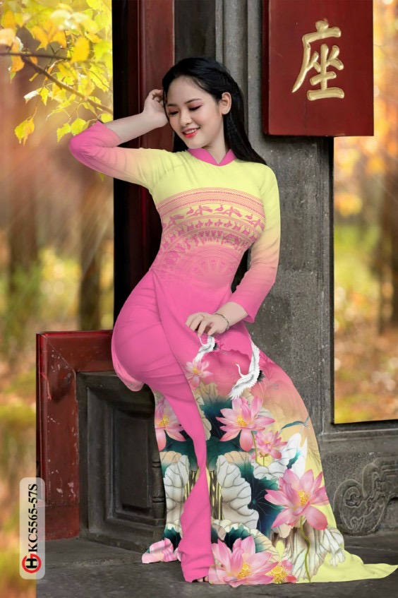 Vải áo dài hoa sen Kc5565 - Ảnh 11