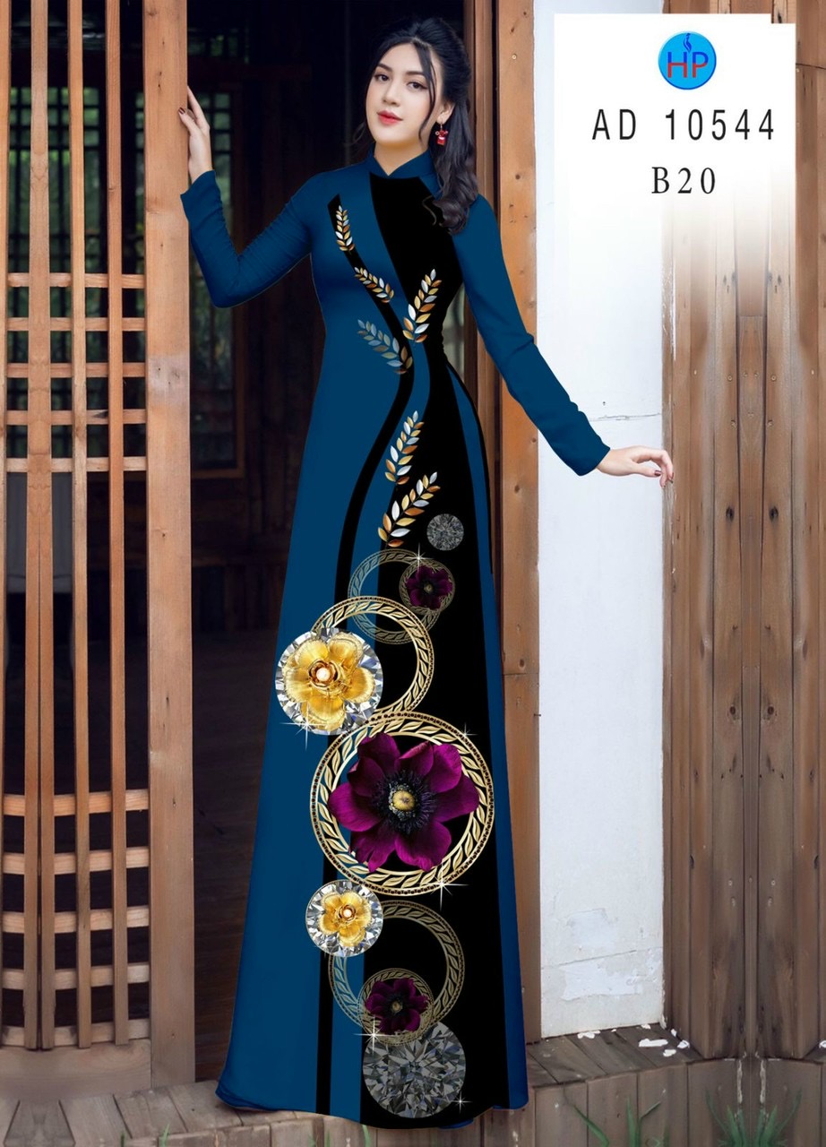 Vải áo dài hoa 3d AD 10544 - Ảnh 8