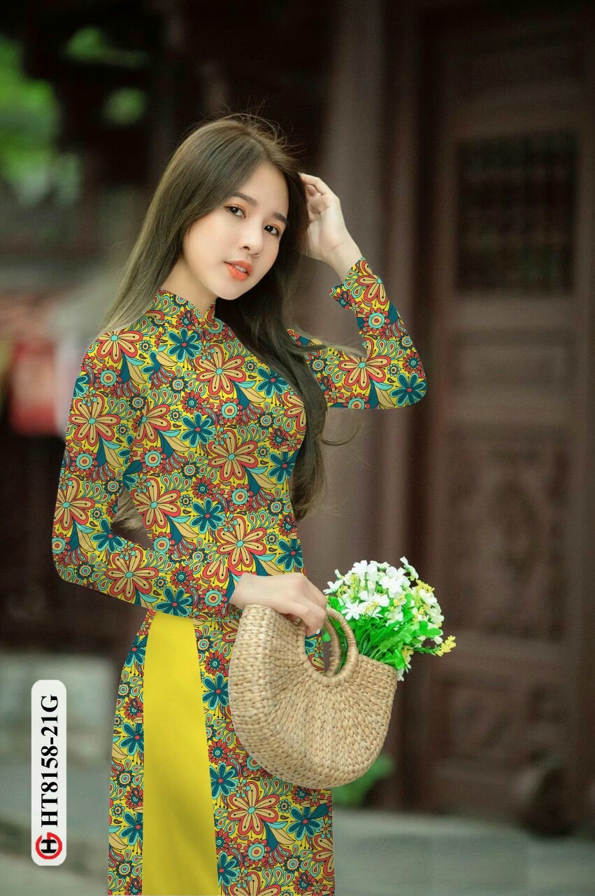 Vải áo dài hoa nguyên áo Ht8158