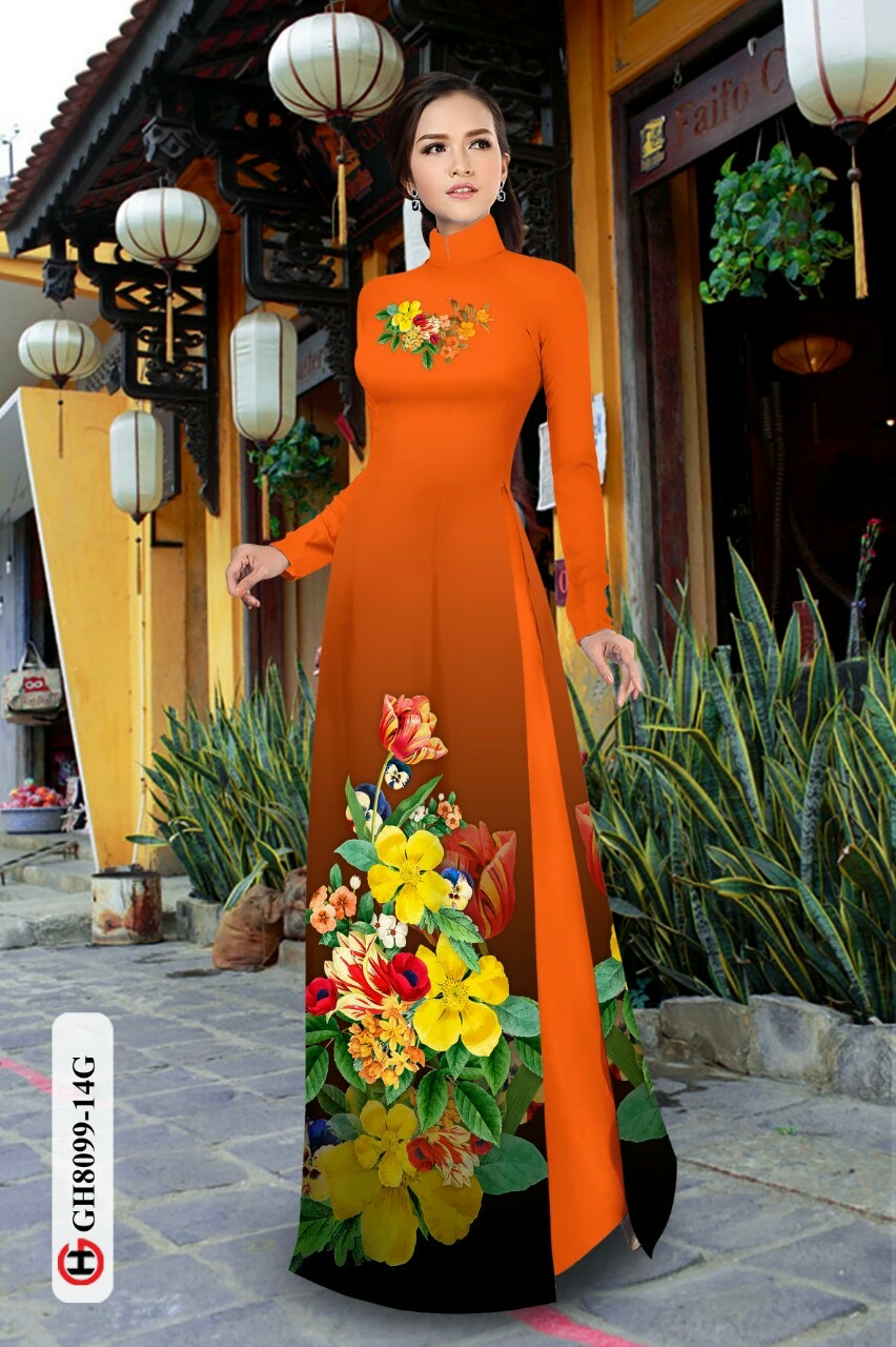 Vải áo dài hoa 3d Gh8099 - Ảnh 8