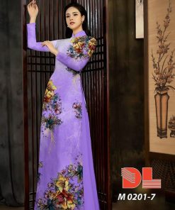 Vải áo dài hoa 3d Dlm-0201