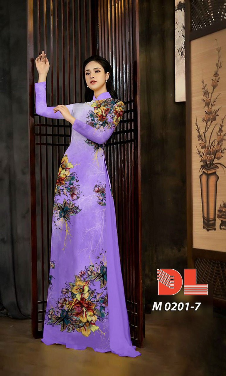 Vải áo dài hoa 3d Dlm-0201