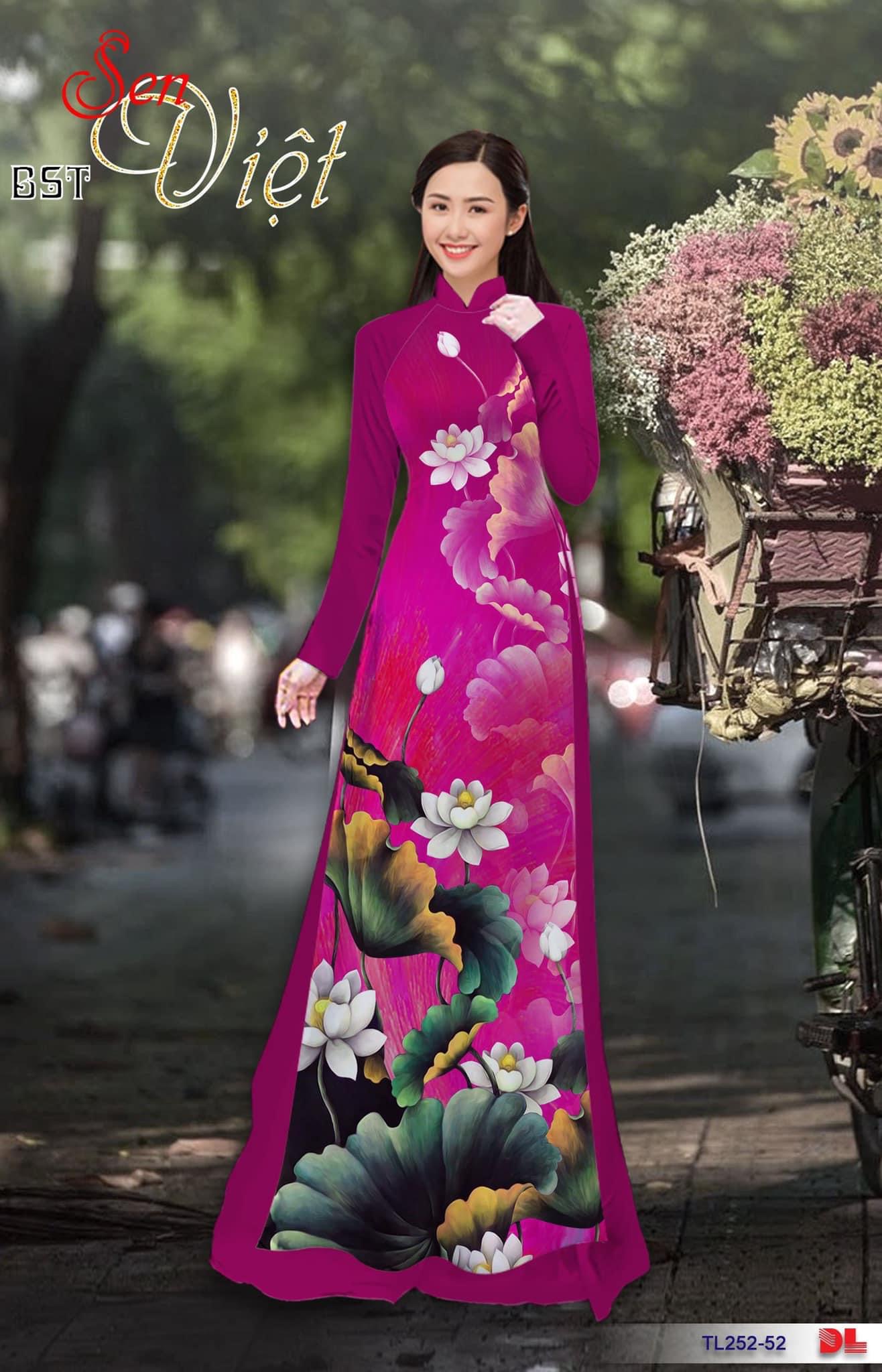 Vải áo dài hoa sen DLtl-252 - Ảnh 6