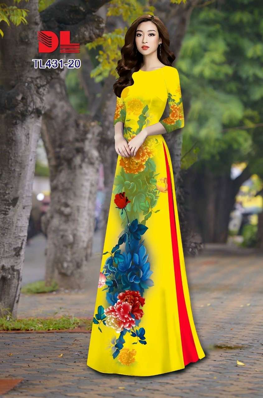 Vải áo dài hoa 3d Dltl-431