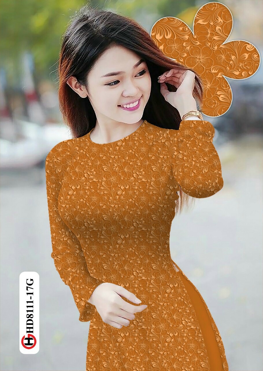 Vải áo dài hoa nguyên áo HD8111 - Ảnh 4